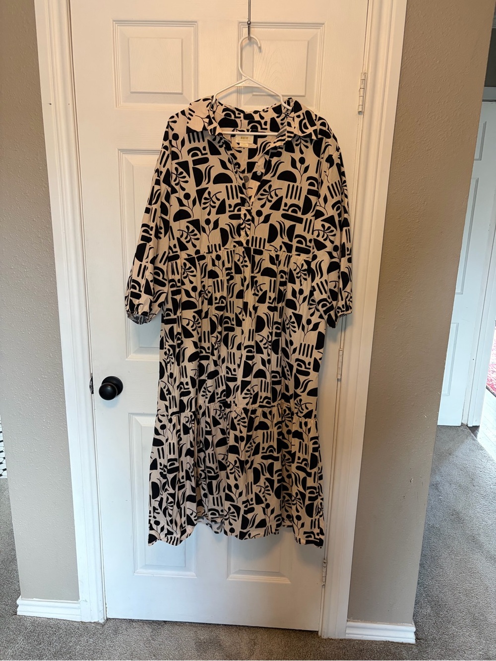 Anthropologie Maeve Bettina cotton midi shirt dress abstract print